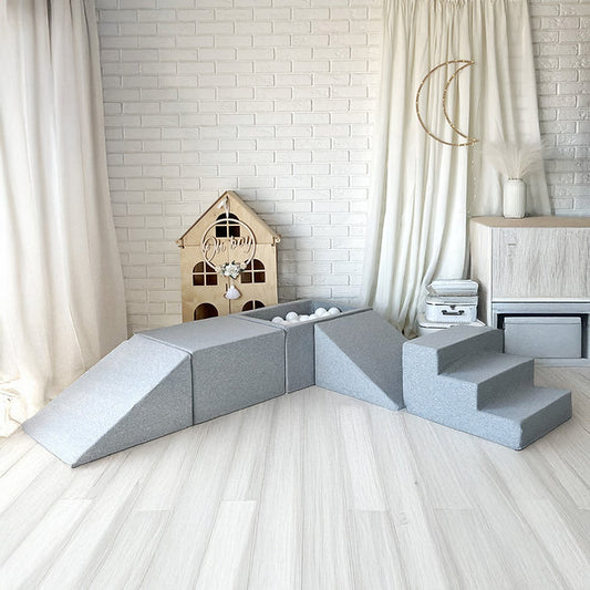 Moje. Moje. Speelset 5 elements + vierkant Ballenbad - Cotton - Light Grey - Decomusy