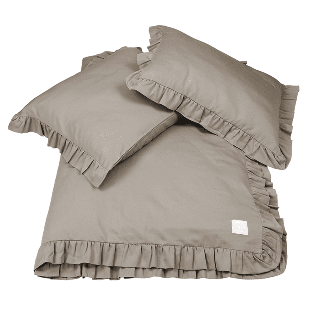 Cotton&Sweets Cotton & Sweets Dekbedovertrek Eenpersoons Margaret - Taupe - Decomusy