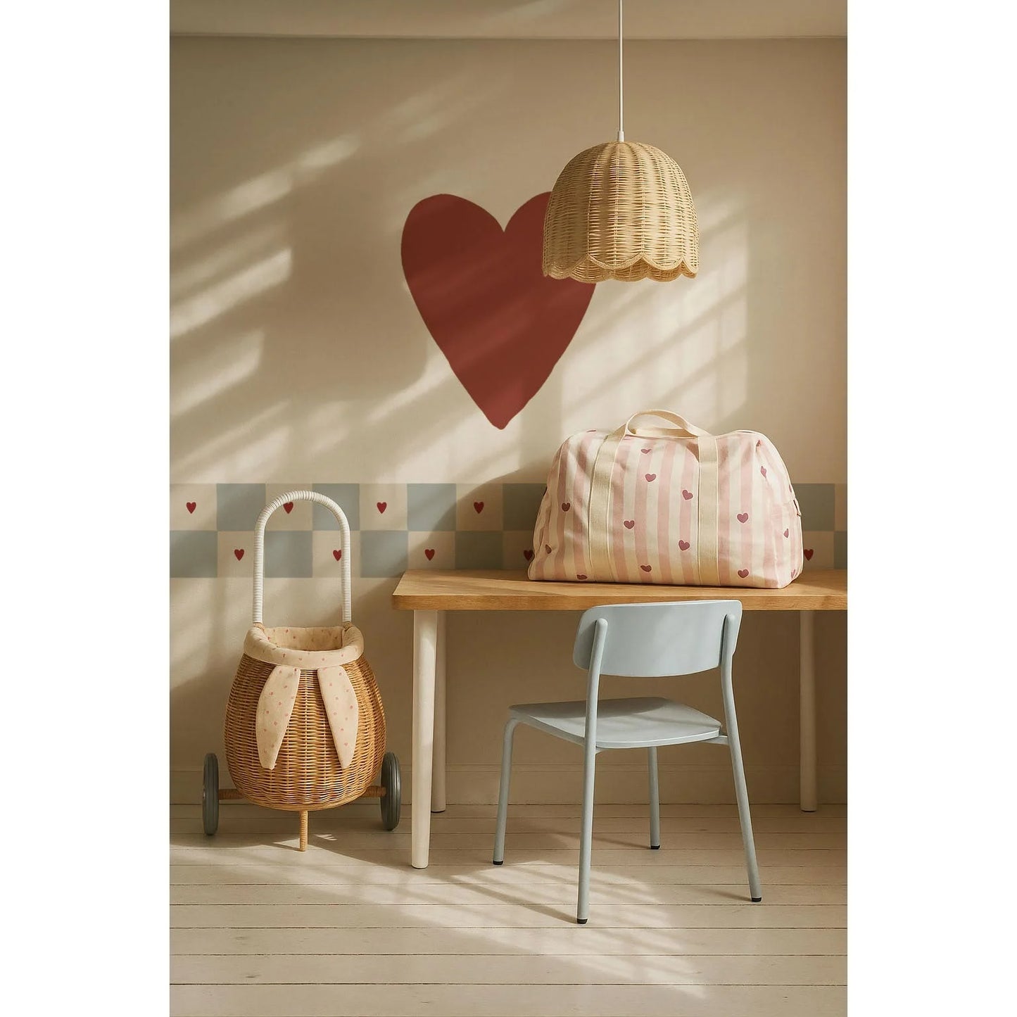 Dekornik Behangrand Border Check with Hearts