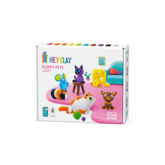 Hey Clay Hey Clay boetseerklei Fluffy Pets - 15 pack - Decomusy