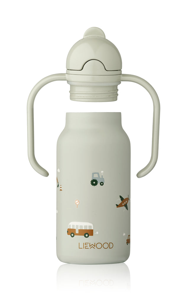 Liewood Liewood Kimmie Bottle Kinderdrinkfles - 250ml - Vehicles / Dove blue - Decomusy