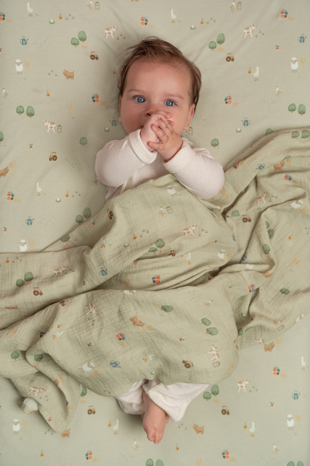 Little Dutch Little Dutch Swaddle Doeken Set Hydrofiel 70 x 70 Little Farm / Olive - Decomusy