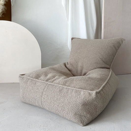 Moje. Moje. Bouclé Beanbag Zitzak - Beige - Decomusy
