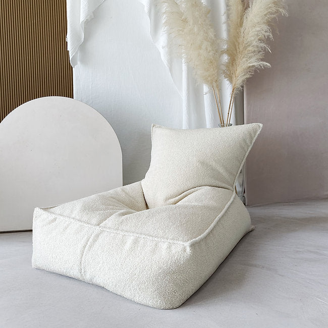 Moje. Moje. Bouclé Beanbag Zitzak - Cream - Decomusy