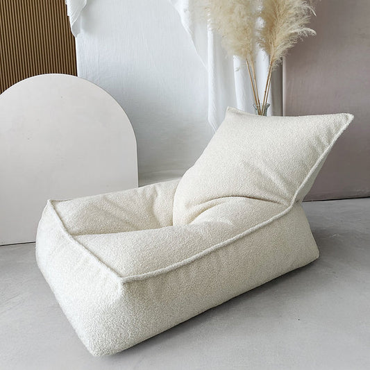 Moje. Moje. Bouclé Beanbag Zitzak - Cream - Decomusy