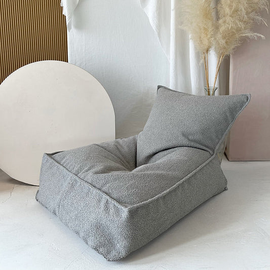 Moje. Moje. Bouclé Beanbag Zitzak - Grey - Decomusy