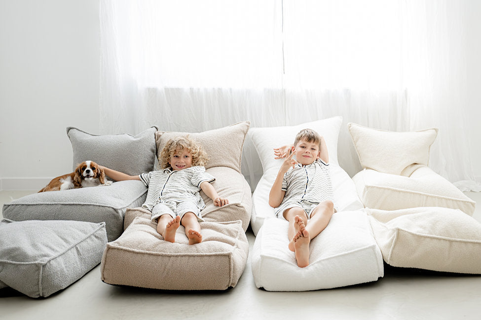 Moje. Moje. Bouclé Beanbag Zitzak - Grey - Decomusy