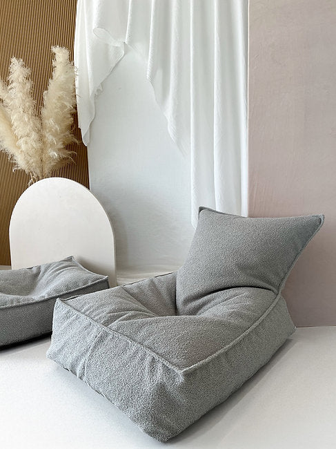 Moje. Moje. Bouclé Beanbag Zitzak - Grey - Decomusy