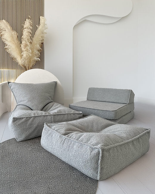 Moje. Moje. Bouclé Beanbag Zitzak - Grey - Decomusy