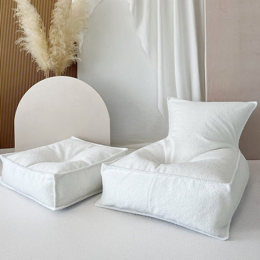 Moje. Moje. Bouclé Beanbag Zitzak - White - Decomusy