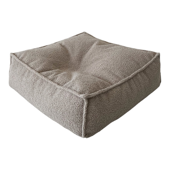 Moje. Moje. Bouclé Vierkante Kinderpoef Ottoman - Beige - Decomusy