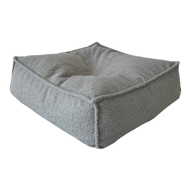 Moje. Moje. Bouclé Vierkante Kinderpoef Ottoman - Grey - Decomusy