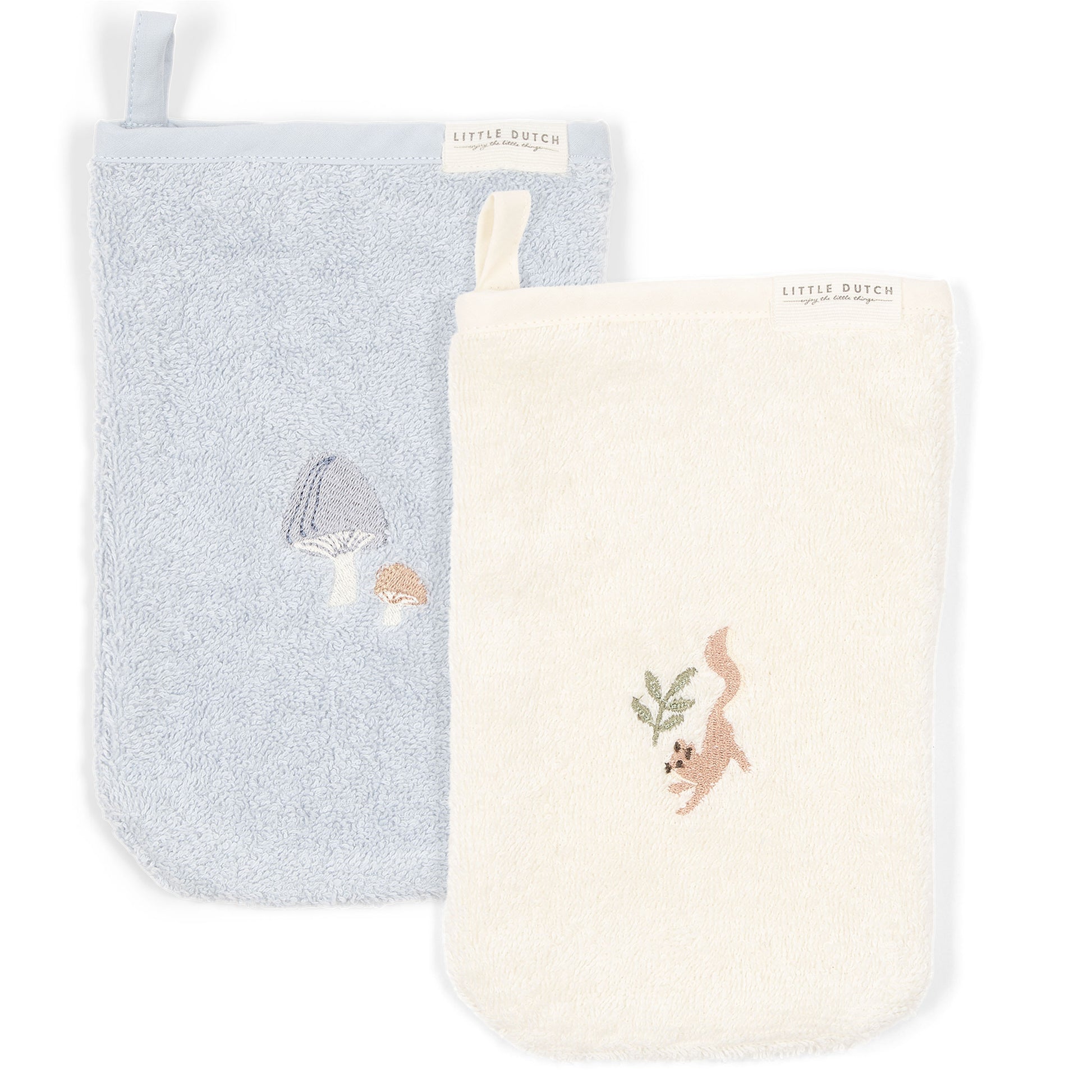 Little Dutch Little Dutch Washandjes set geborduurd Forest Friends - Decomusy