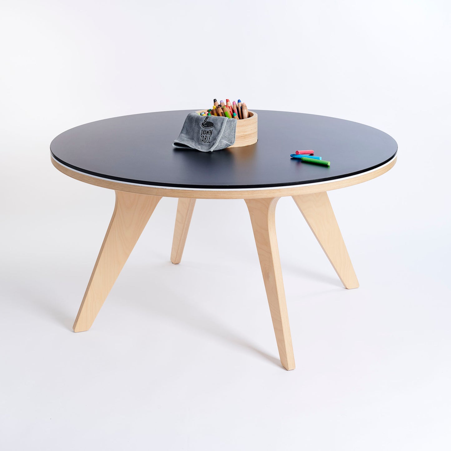 Drawin'Kids Drawin'Kids Drawin’table® XXL – Tekentafel van natuurlijk hout voor kinderen (Ø 90 cm) - Decomusy