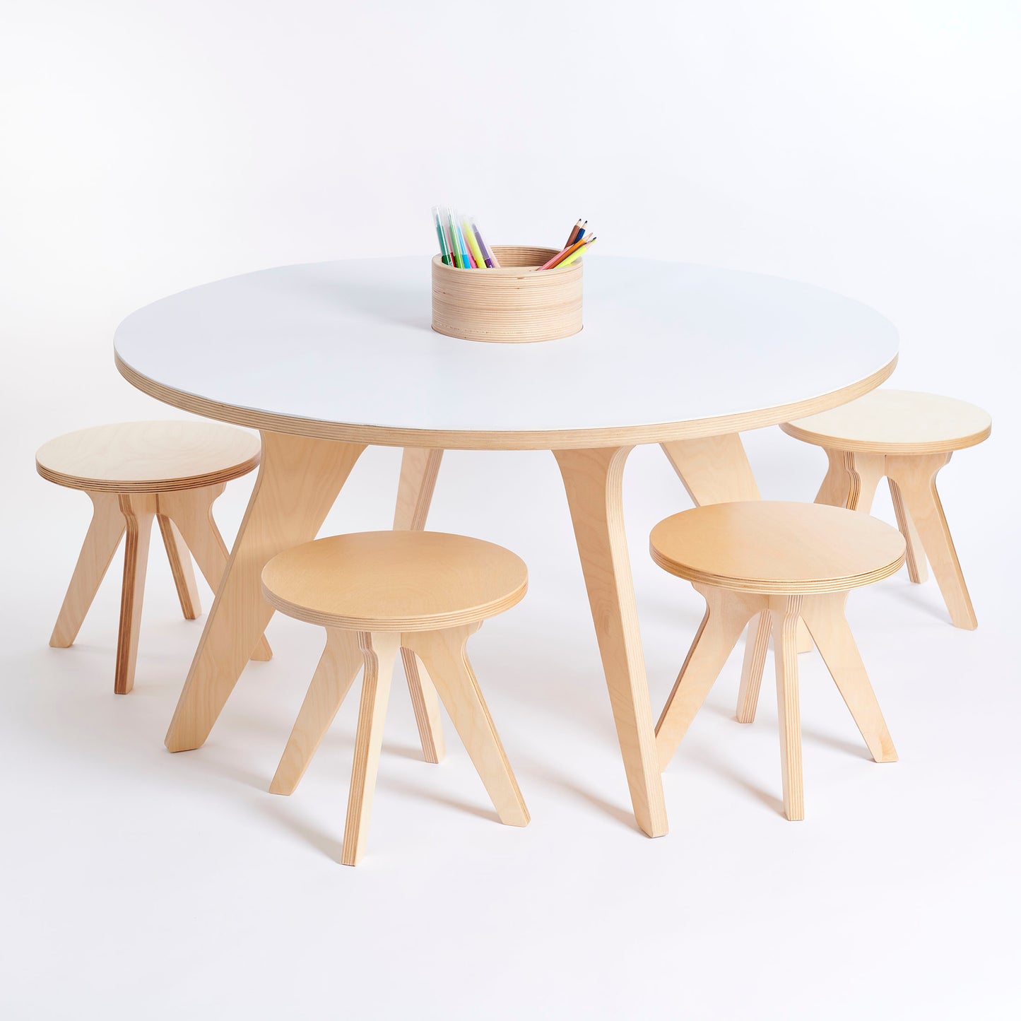 Drawin'Kids Drawin'Kids Drawin’table® XXL – Tekentafel van natuurlijk hout voor kinderen (Ø 90 cm) - Decomusy