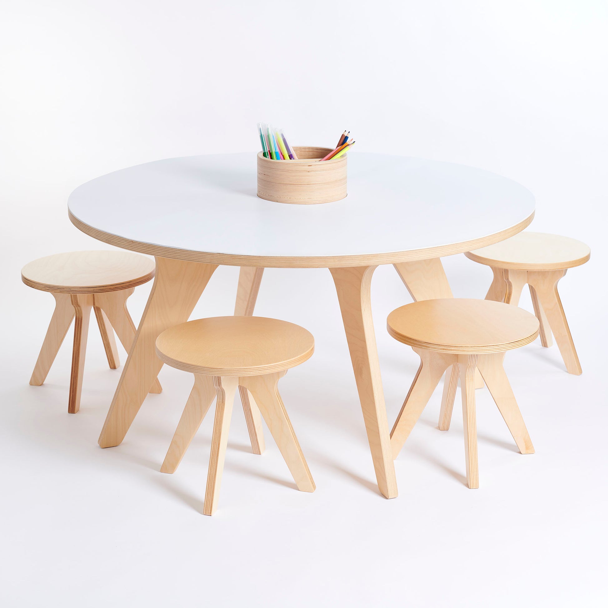 Drawin'Kids Drawin'Kids Drawin’table® XXL – Tekentafel van natuurlijk hout voor kinderen (Ø 90 cm) - Decomusy
