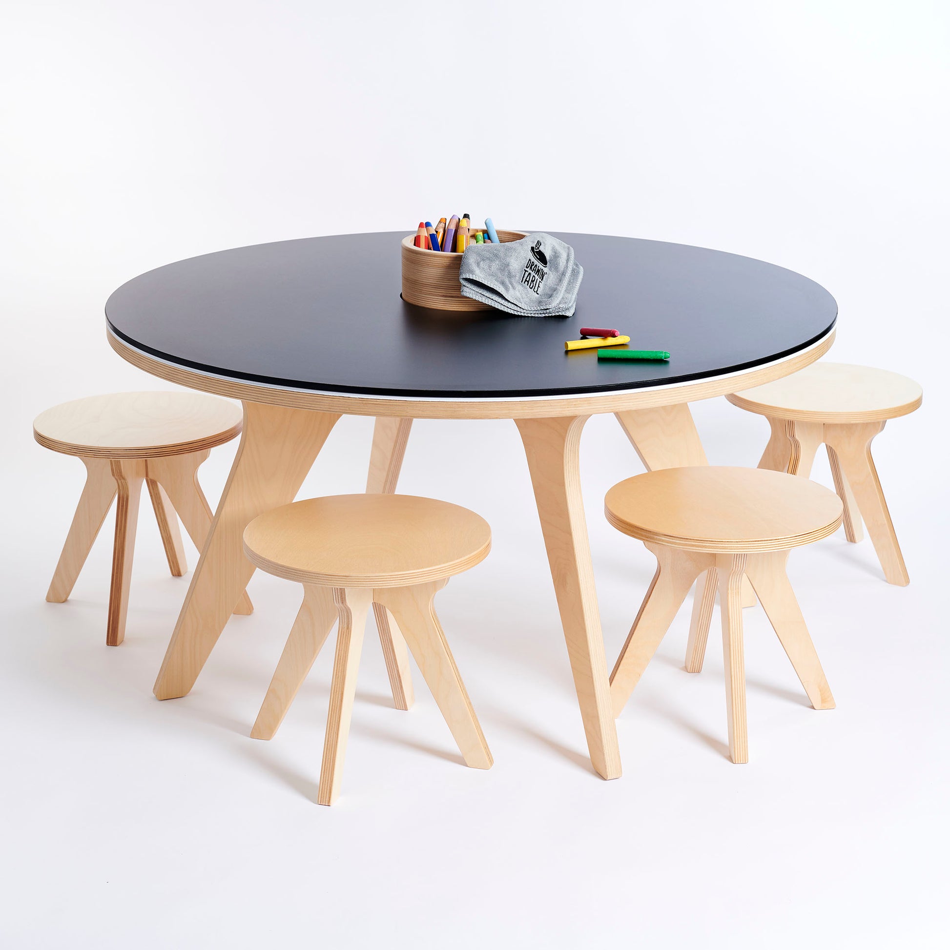 Drawin'Kids Drawin'Kids Drawin’table® XXL – Tekentafel van natuurlijk hout voor kinderen (Ø 90 cm) - Decomusy