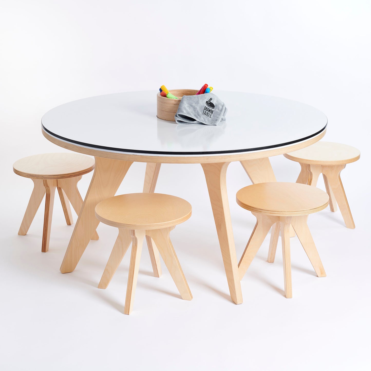 Drawin'Kids Drawin'Kids Drawin’table® XXL – Tekentafel van natuurlijk hout voor kinderen (Ø 90 cm) - Decomusy