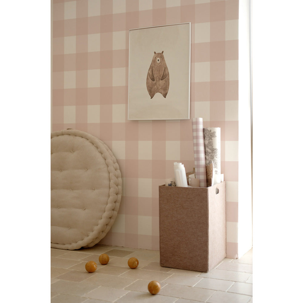 Dekornik Dekornik Vliesbehang - Check Classic Pink - Decomusy