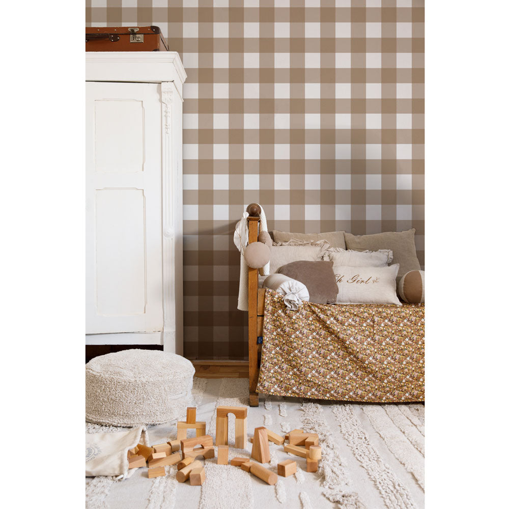 Dekornik Dekornik Vliesbehang - Check Classic Brown - Decomusy