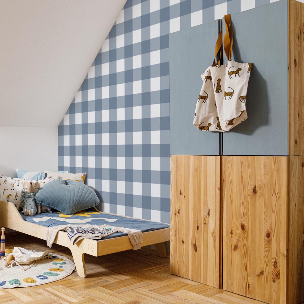 Dekornik Dekornik Behang - Check Navy Blue - Decomusy