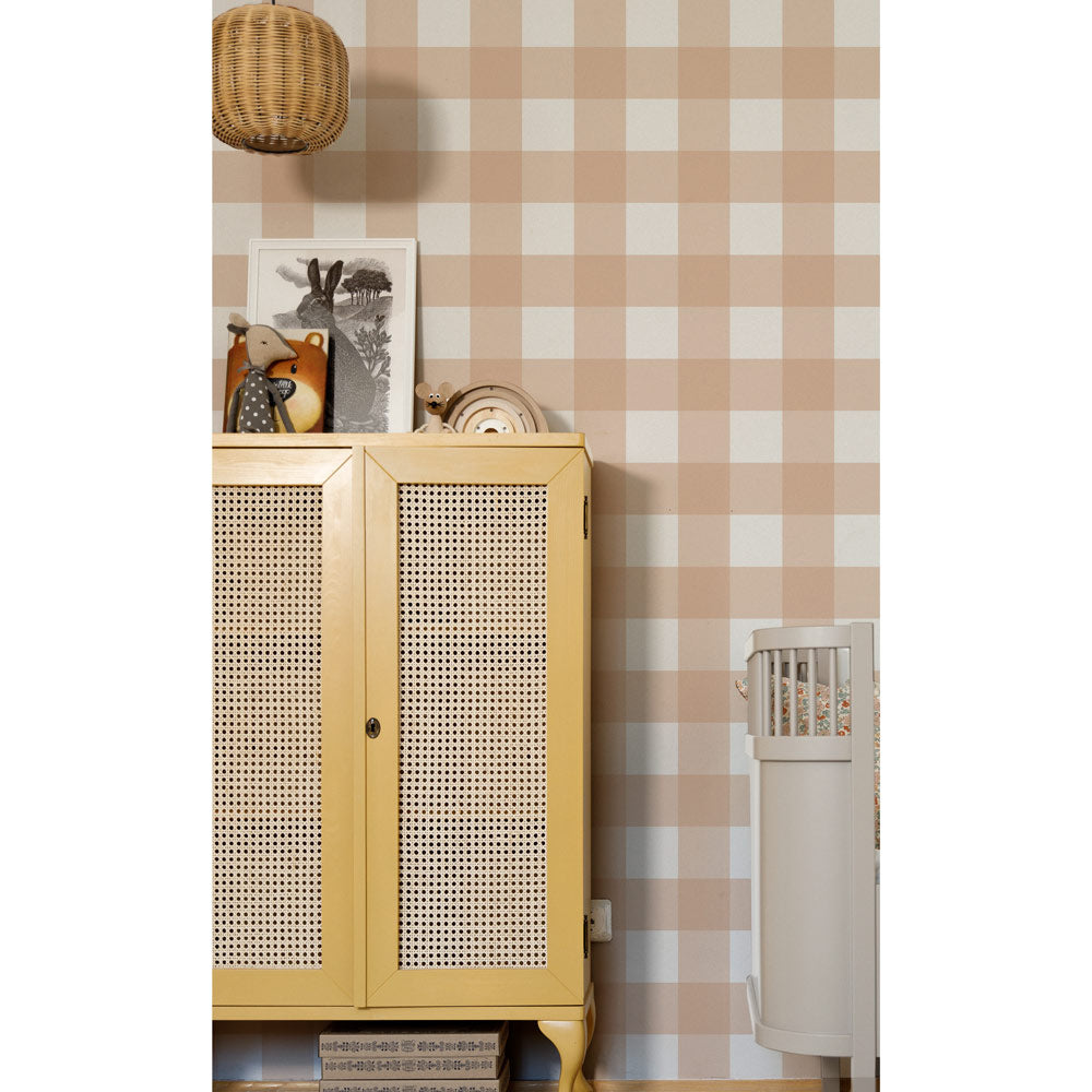 Dekornik Dekornik Behang - Check Peach - Decomusy