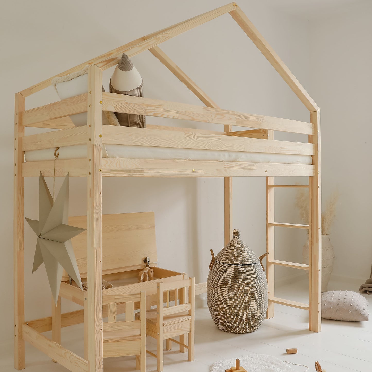 Decomusy Decomusy Loft Bedhuisje met zijtrap - 90x200cm - Decomusy