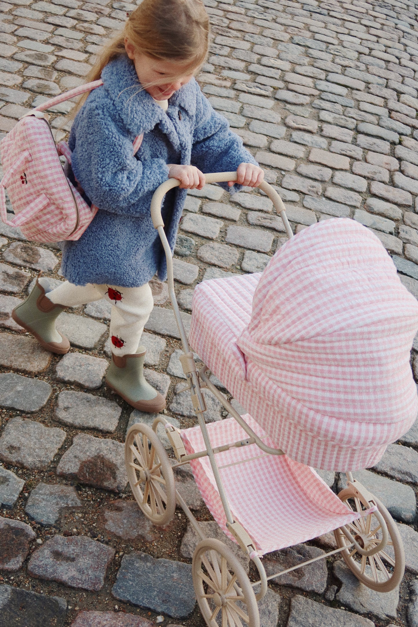 Konges Slojd Konges Sløjd Doll Bag Poppen Luiertas - Powder Pink Check - Decomusy