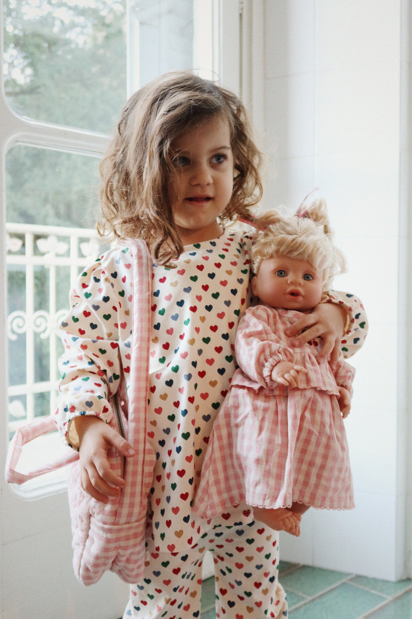 Konges Slojd Konges Sløjd Doll Bag Poppen Luiertas - Powder Pink Check - Decomusy
