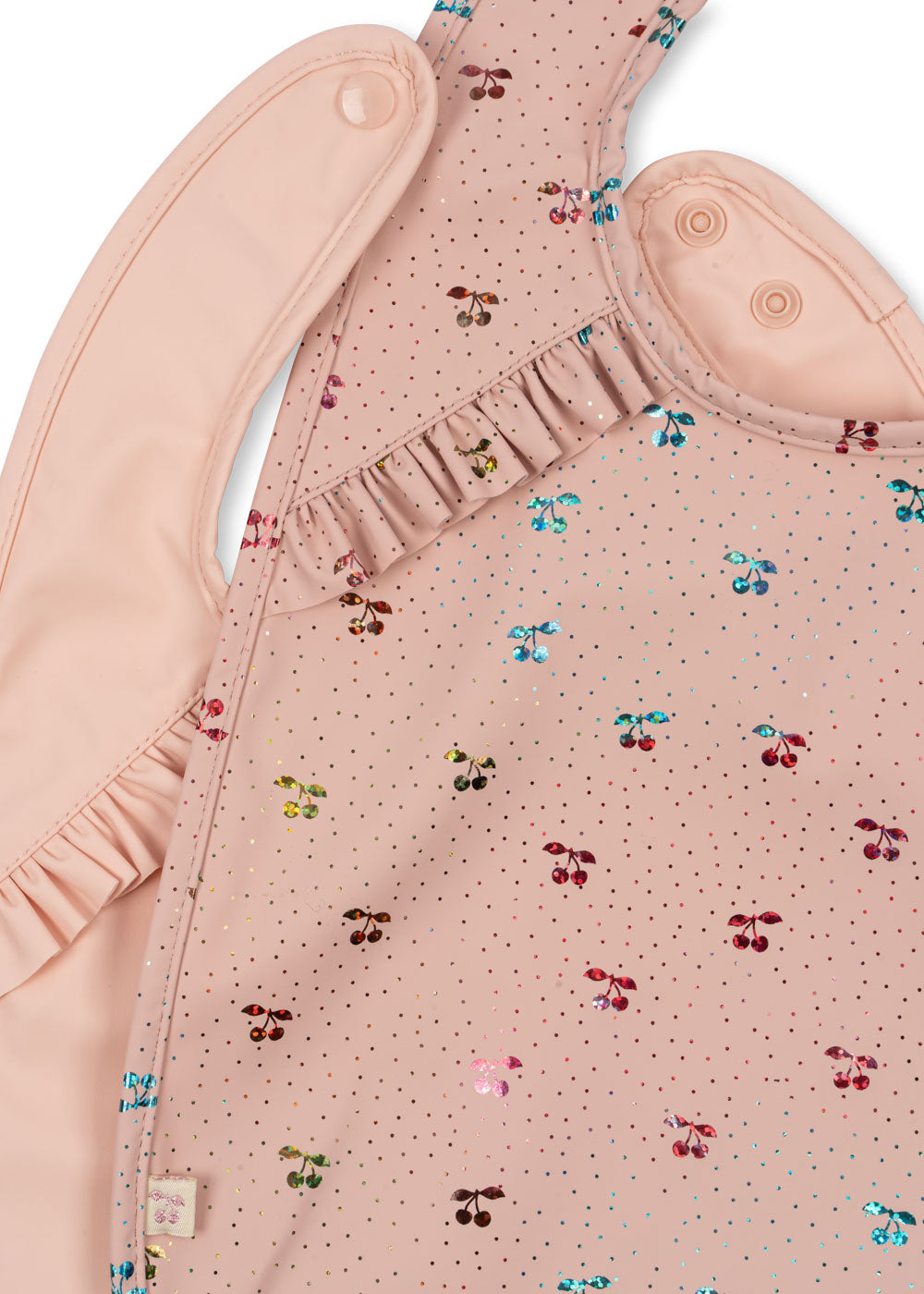 Konges Slojd Konges Sløjd Dinner Bib with Frill Slabbetjes Set van 2 - Fairy Cherry / Cameo Rose - Decomusy