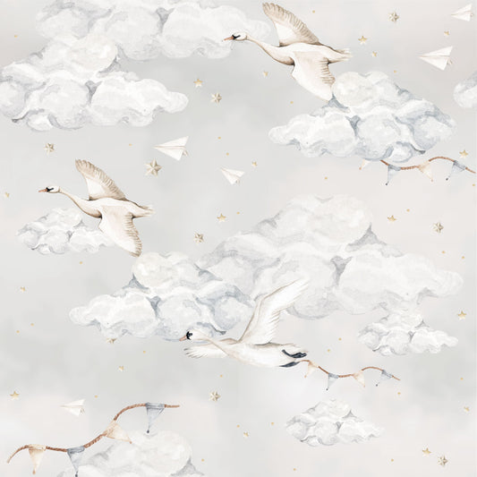 Dekornik Dekornik Behang "Magic Swans Blue" - Decomusy