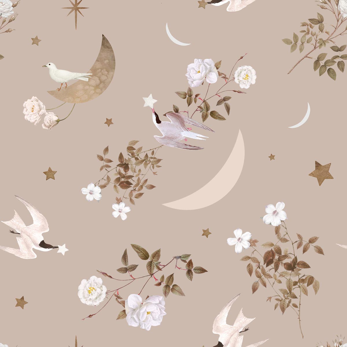 Dekornik Dekornik Behang "Birds In The Night Sky" - Decomusy