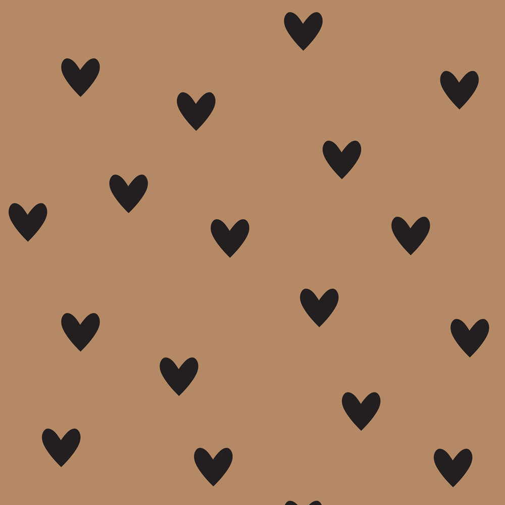 Dekornik Dekornik Behang Simple "Hearts Black & Cinnamon" - Decomusy
