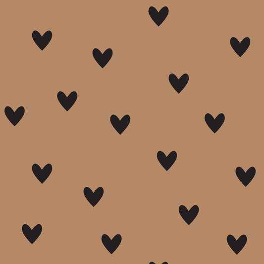 Dekornik Dekornik Behang Simple "Hearts Black & Cinnamon" - Decomusy