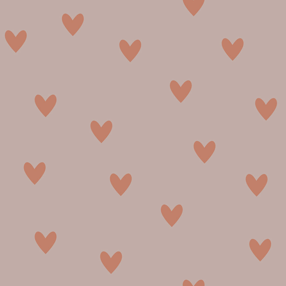 Dekornik Dekornik Behang Simple "Hearts Pink & Red Brick" - Decomusy