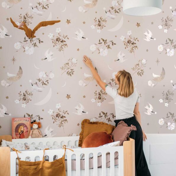 Dekornik Dekornik Behang "Birds In The Night Sky" - Decomusy