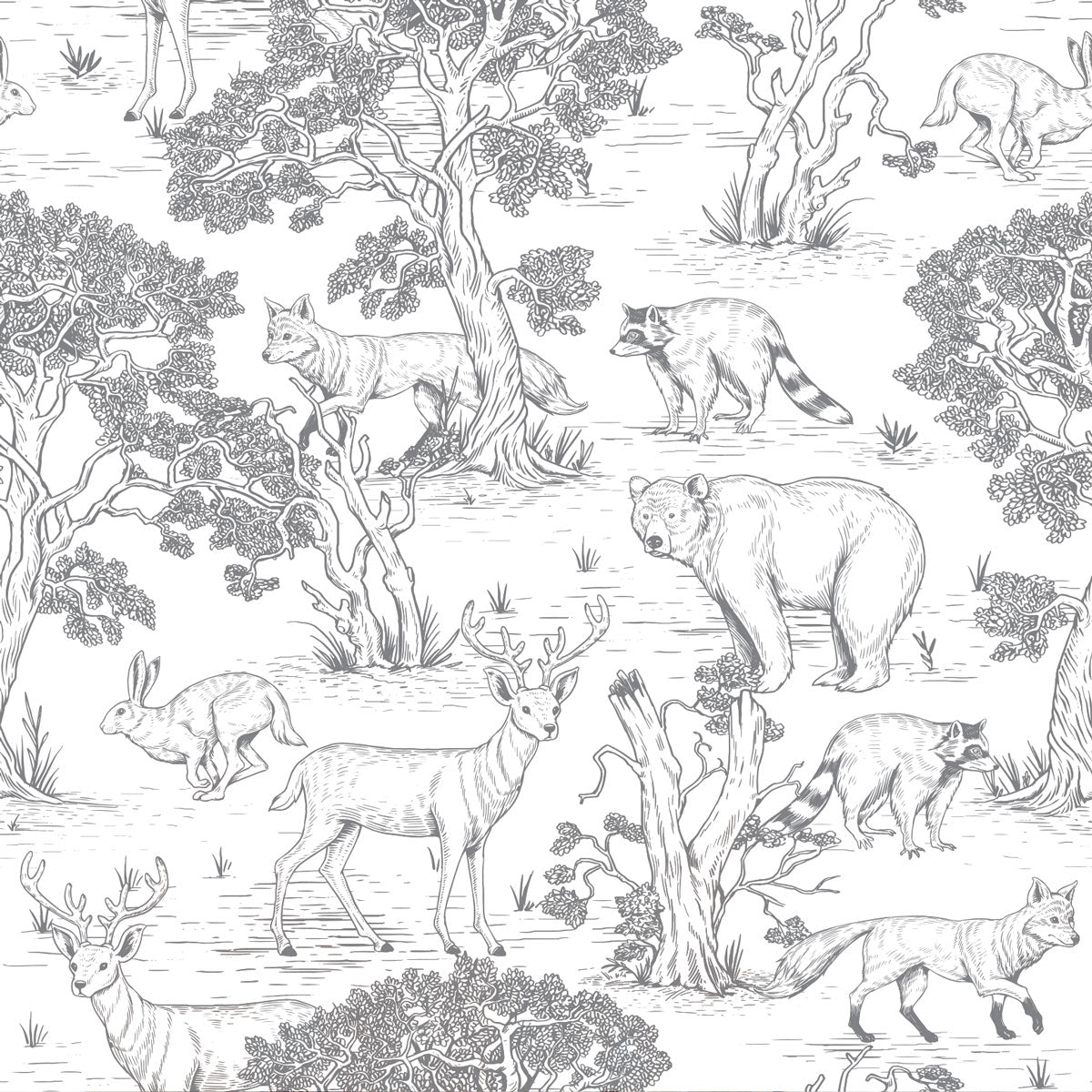Dekornik Dekornik Behang "Animals White" - Decomusy