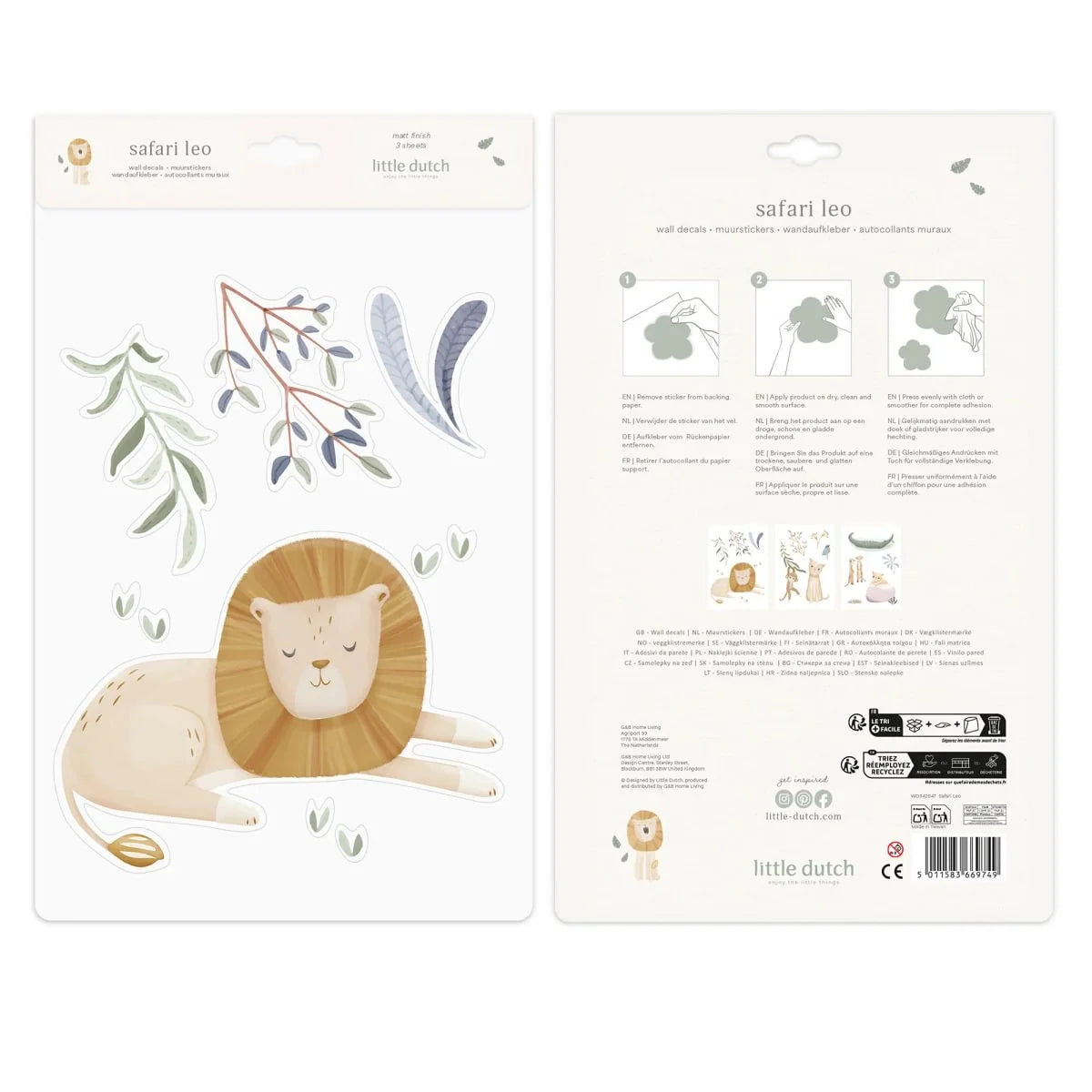 Little Dutch Muursticker set - Safari Leo - A4