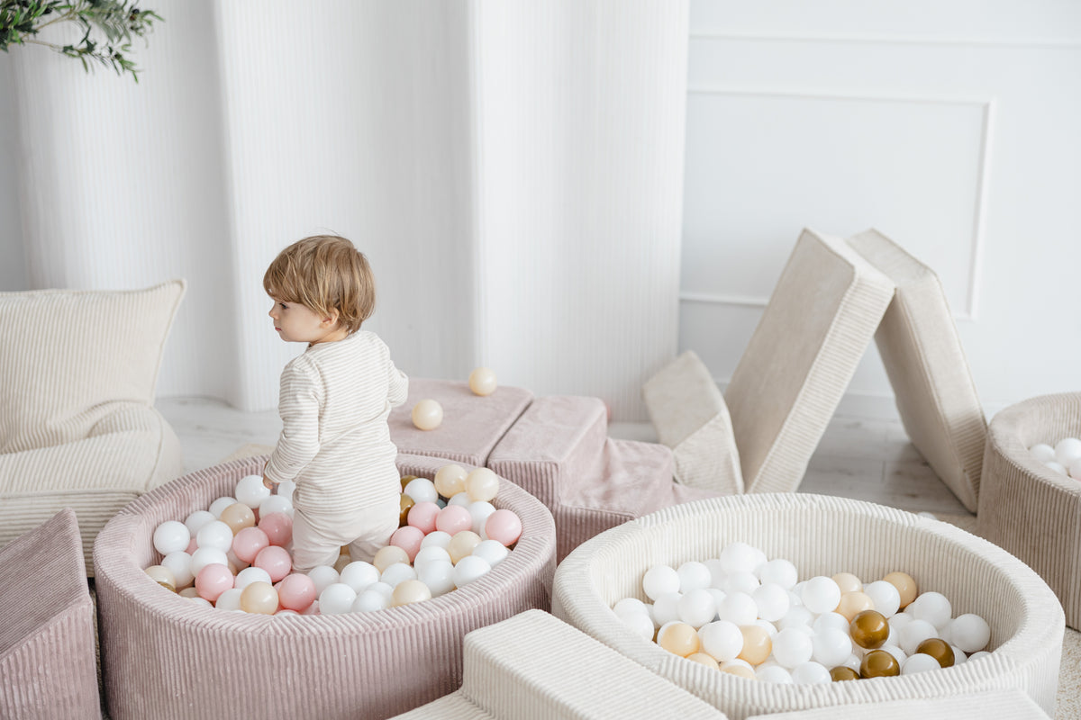 Moje. Foam Speelset 3 elements + Ballenbad 90x30 - Rib Velvet - Dusty Pink