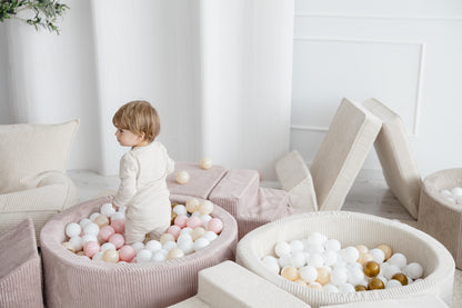 Moje. Foam Speelset 3 elements + Ballenbad 90x30 - Rib Velvet - Dusty Pink