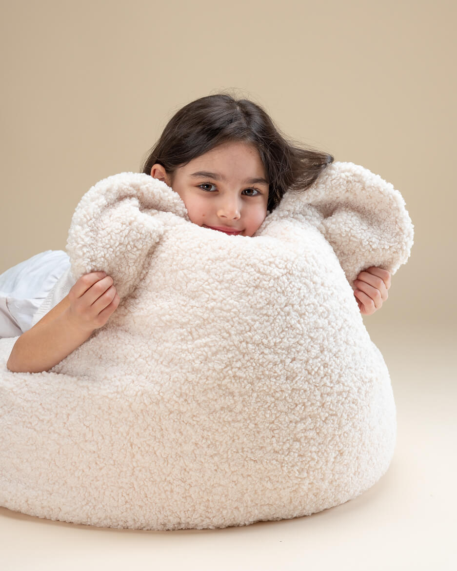 Wigiwama Wigiwama Bear Beanbag Chair Poef - Cream White - Decomusy