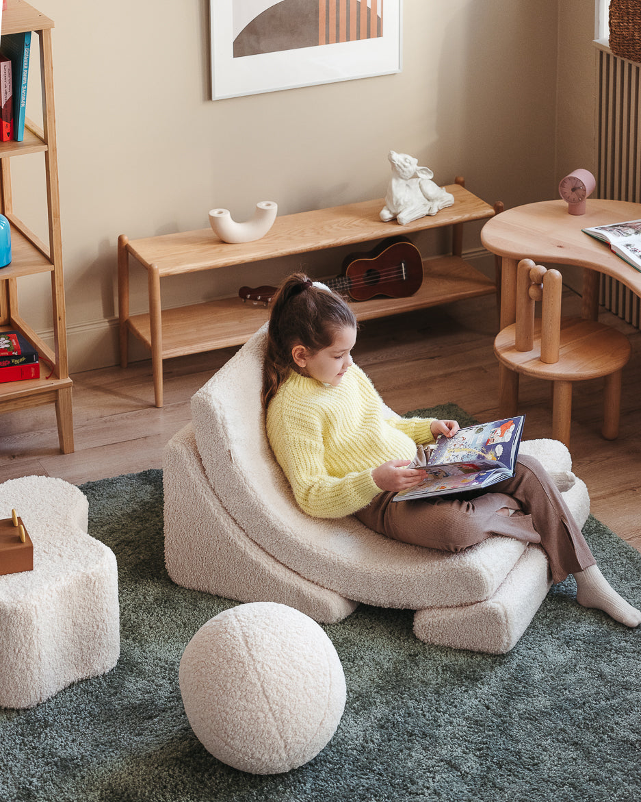 Wigiwama Wigiwama Beanbag Moon Chair Kinderfauteuil - Cream White - Decomusy