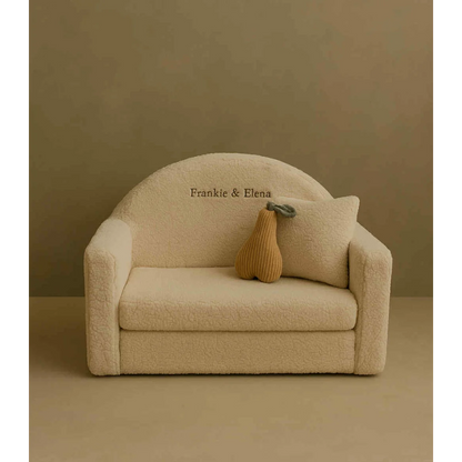 Muzpony Teddy mini sofa bed White - met geborduurde naam - Decomusy