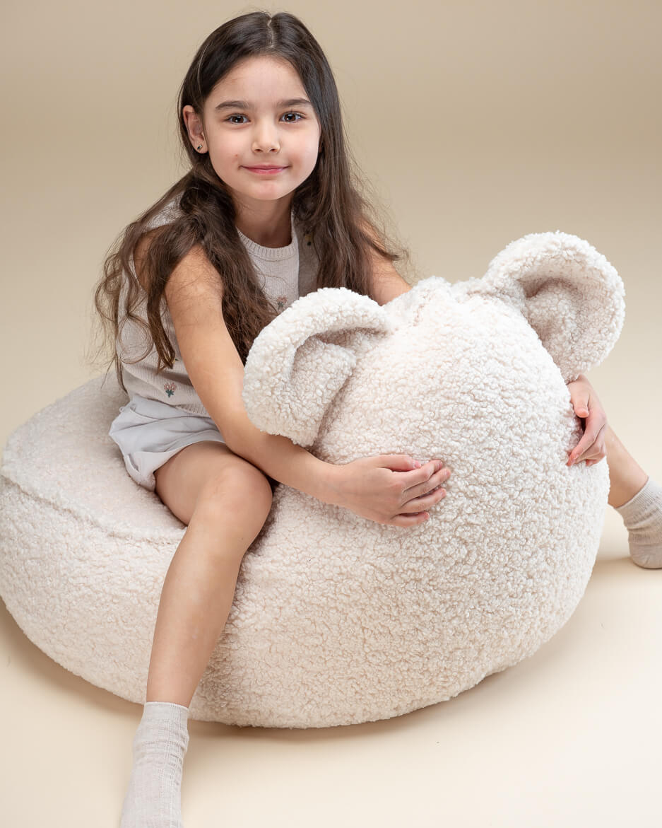 Wigiwama Wigiwama Bear Beanbag Chair Poef - Cream White - Decomusy