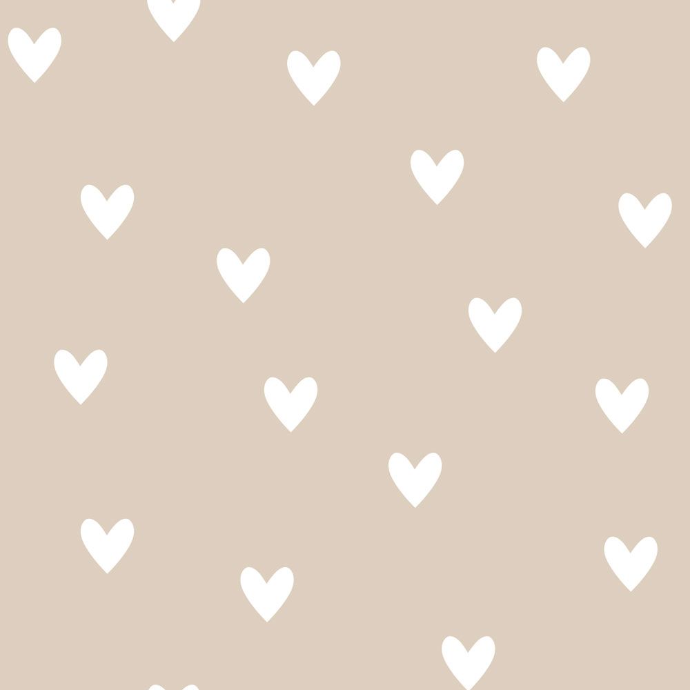 Dekornik Dekornik Behang Simple "Hearts Beige" - Decomusy