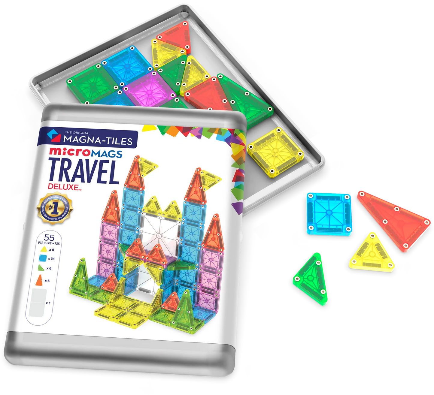 Magna-Tiles MAGNA-TILES® Reisset - Travel Set Deluxe - 55 stuks - Decomusy