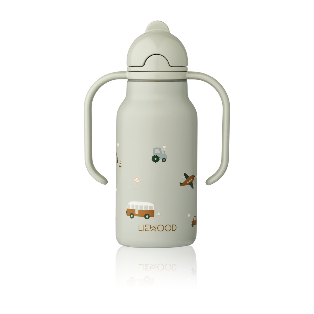 Liewood Liewood Kimmie Bottle Kinderdrinkfles - 250ml - Vehicles / Dove blue - Decomusy