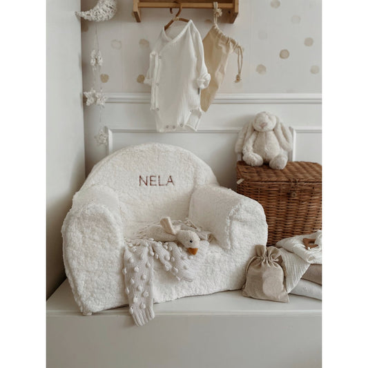 Muzpony Teddy stoel White - met geborduurde naam - Decomusy