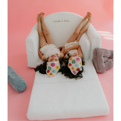 Muzpony Teddy mini sofa bed White - met geborduurde naam - Decomusy