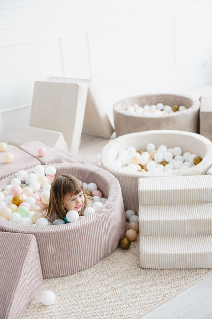 Moje. Foam Speelset 3 elements + Ballenbad 90x30 - Rib Velvet - Dusty Pink